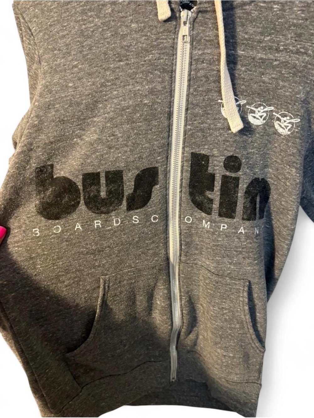 Bustin Charcoal Zip Hoodie with Logo - Picture 2 of 5